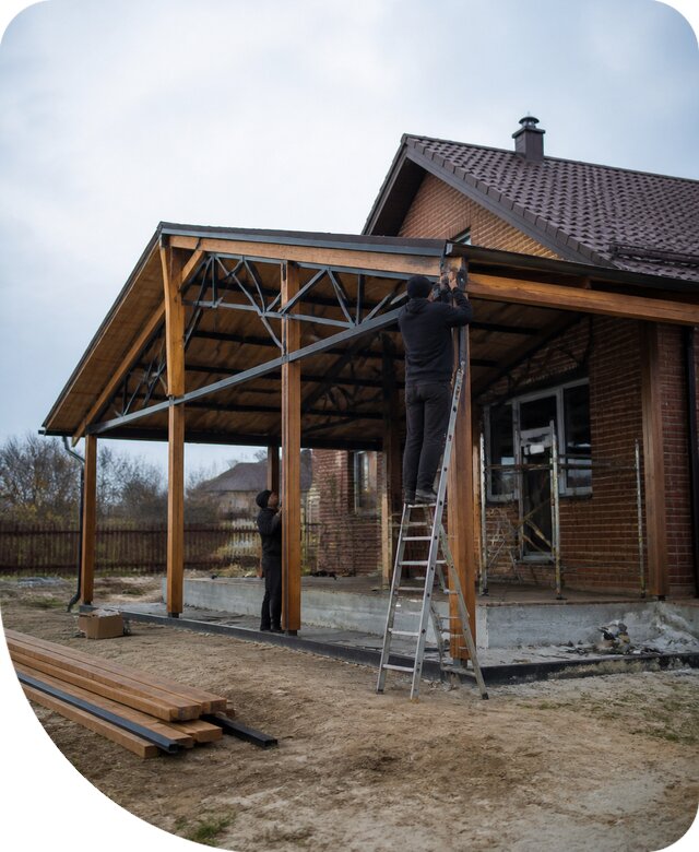 Пристройка навеса к дому и участку в Конаково под ключ