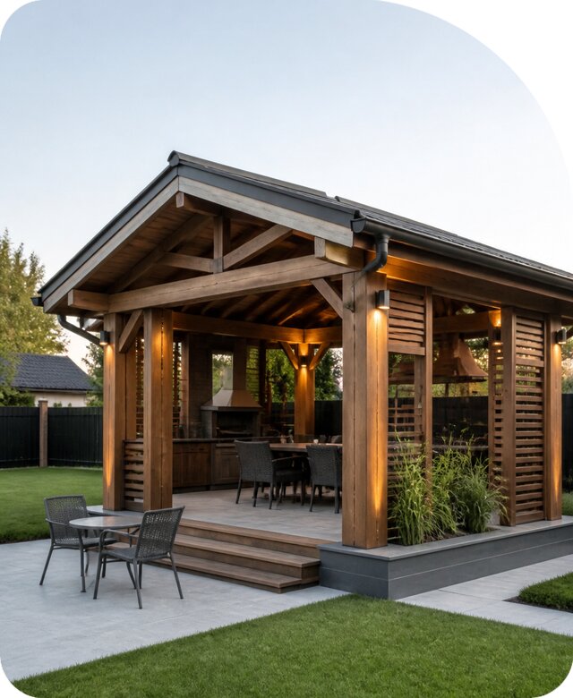 Заказать деревянную беседку в Конаково по цене от 121644 р. | РадиДОМА-Кнк